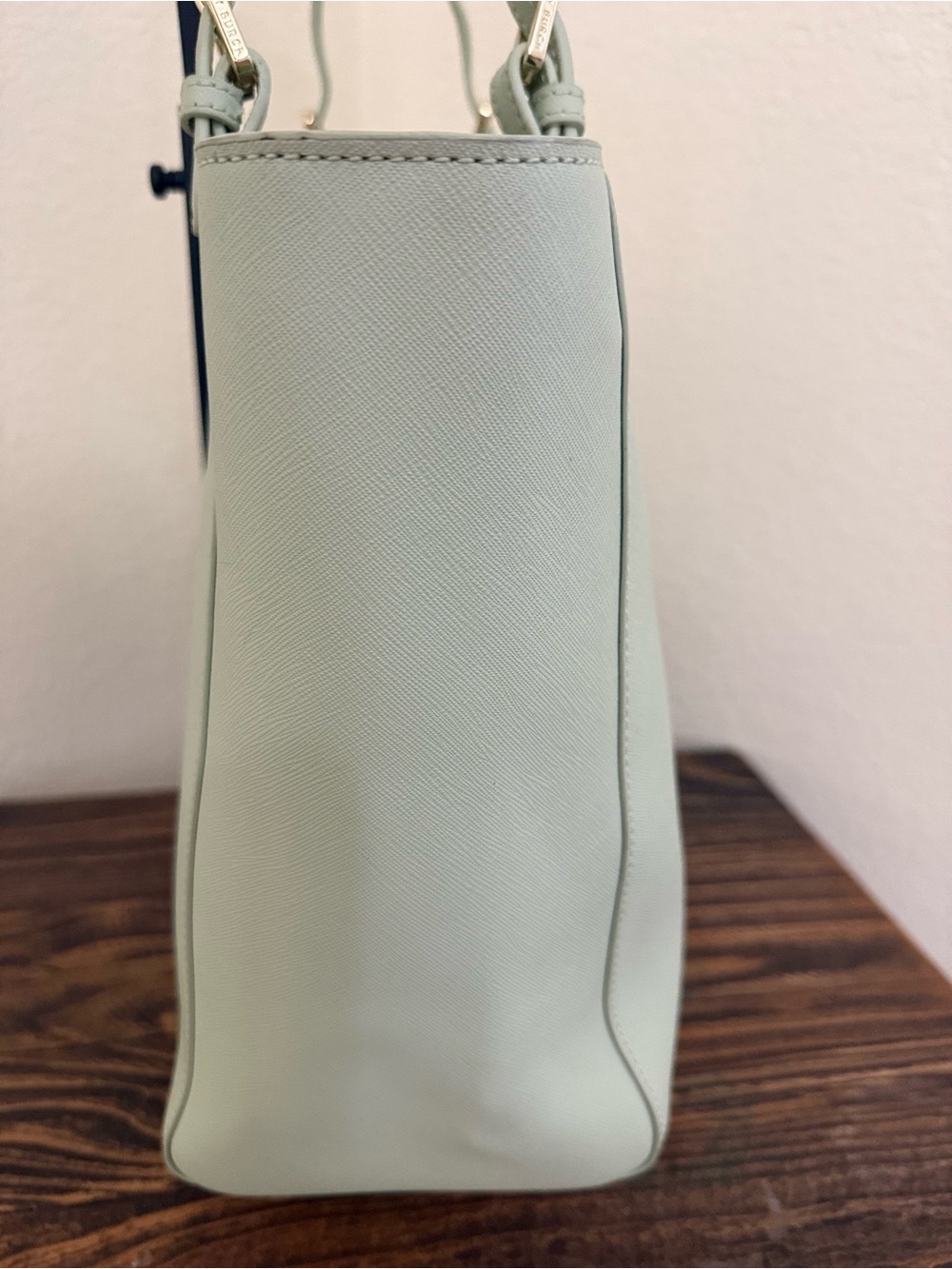 Tory Burch Laptop Tote | Mint Green | Coated Canvas | Work Bag - Picture 3 of 12